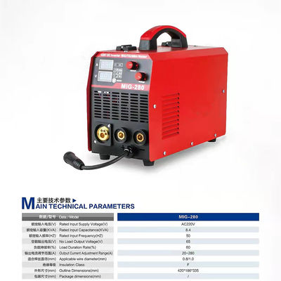 Saldatrice a inverter MIG-280 per filtro di diametro 0,8 mm/1,0 mm Livello di protezione IP21S
